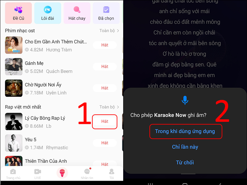 Chọn bài hát và hát